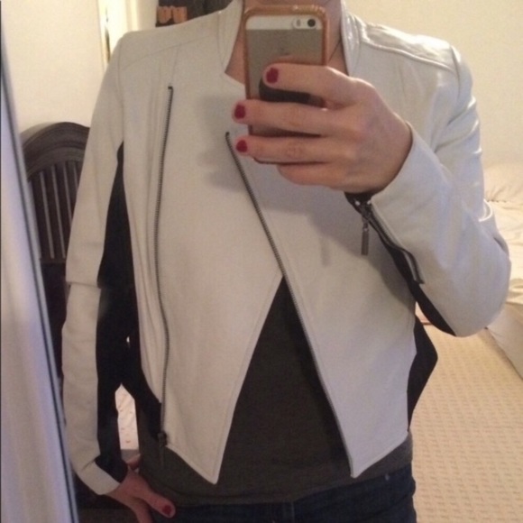 Vakko Jackets & Blazers - Black and White Leather Jacket Asymmetrical Zip Vakko Sport • Women’s • Small